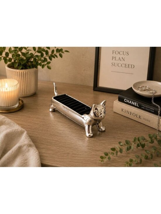 Umbra Other - New Silver Chrome Umbra Chrome Cat Kitten Ring Holder Jewelry Boxes Organizers